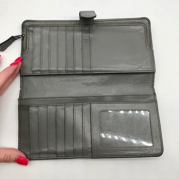 Coach Gray Leather Skinny Long Wallet - Picture 10 of 10
